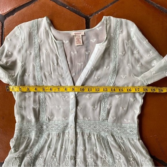 Sundance Womens Blouse Top Silk Eyelet Button Up 3/4 Sleeve Boho Cottagecore S - Picture 8 of 9